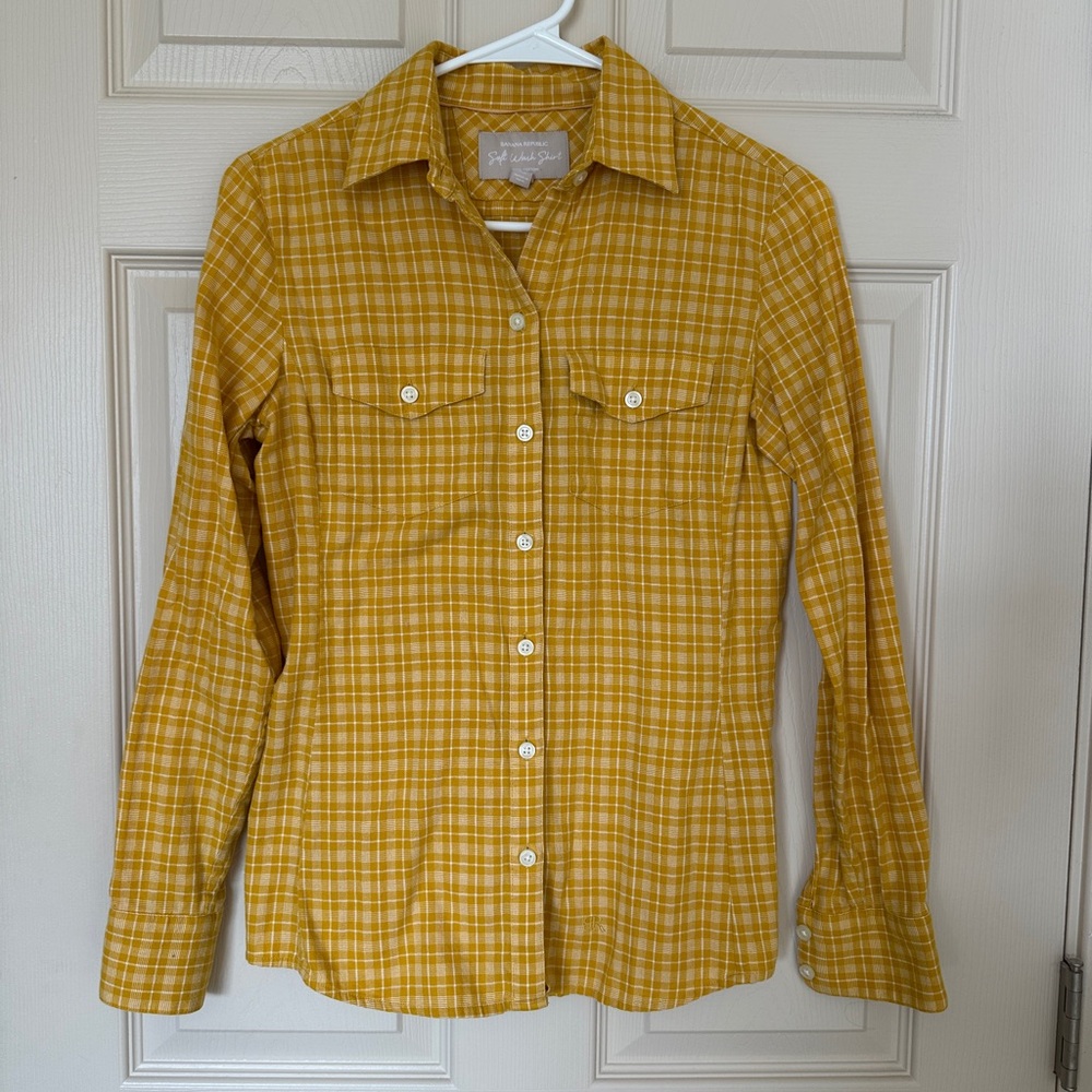 Yellow Plaid Button-Up Shirt